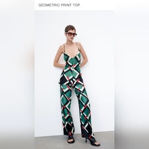 ZARA Geo-Metric Print Satin Cami Top - size M